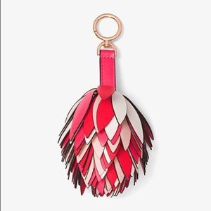 MICHAEL KORS LEATHER POM-POM KEY CHAIN